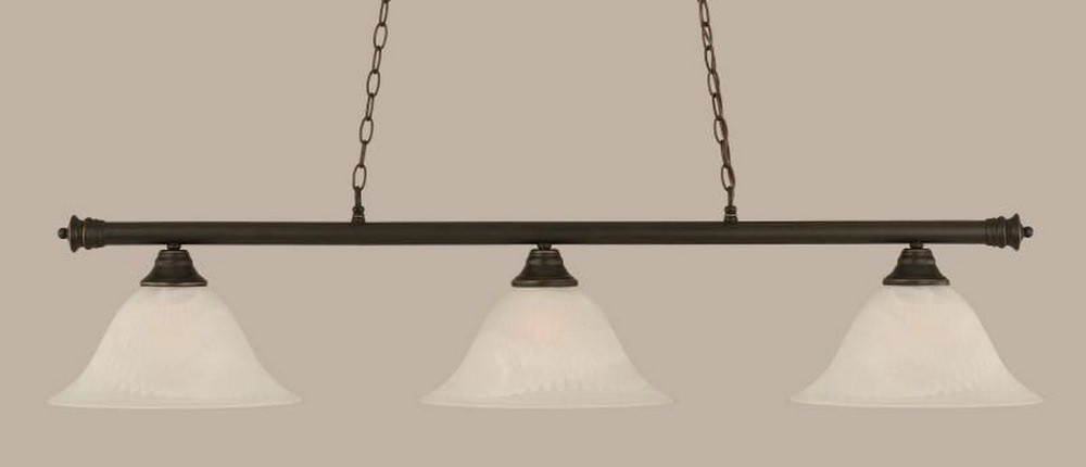 Toltec Lighting-373-DG-5831-Oxford - 3 Light Billiard/Island-12 Inches Tall and 14 Inches Wide Dark Granite White Alabaster Oxford - 3 Light Billiard/Island-12 Inches Tall and 14 Inches Wide