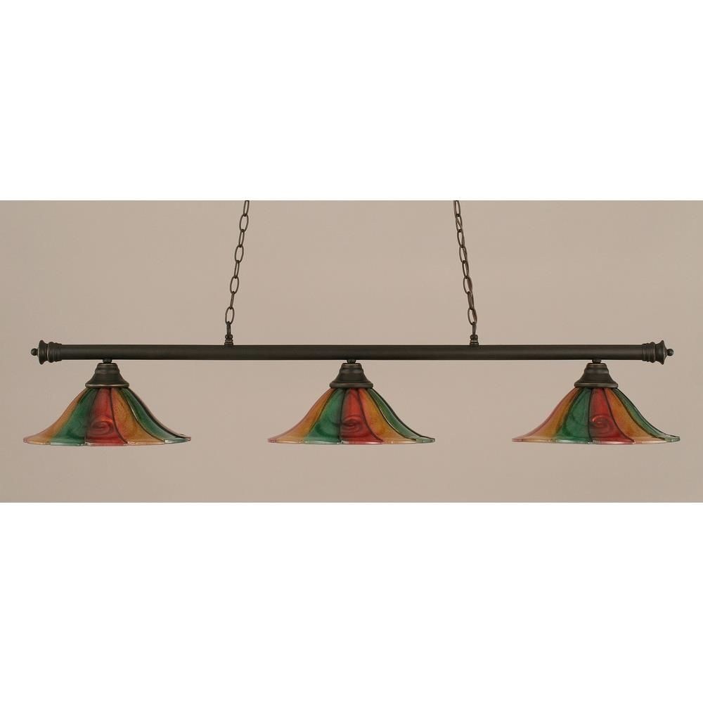 Toltec Lighting-373-DG-764-Oxford-Three Light Billiard-14 Inches Wide by 10.25 Inches High Dark Granite  Oxford-Three Light Billiard-14 Inches Wide by 10.25 Inches High