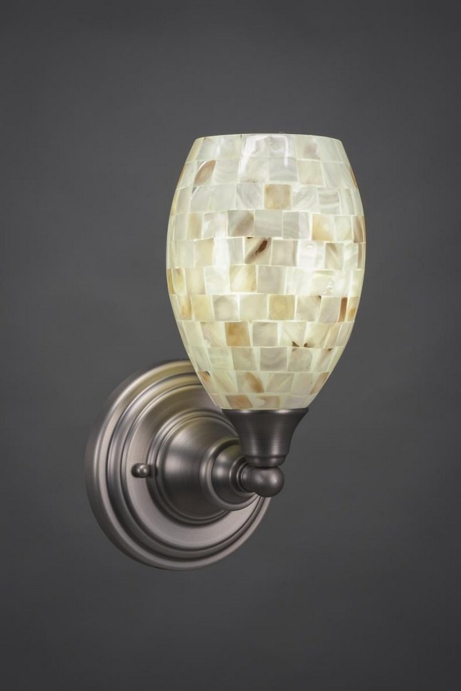 Toltec Lighting-40-BN-406-Any - 1 Light Wall Sconce-11 Inches Tall and 5.5 Inches Wide Brushed Nickel Ivory Glaze Seashell Any - 1 Light Wall Sconce-11 Inches Tall and 5.5 Inches Wide