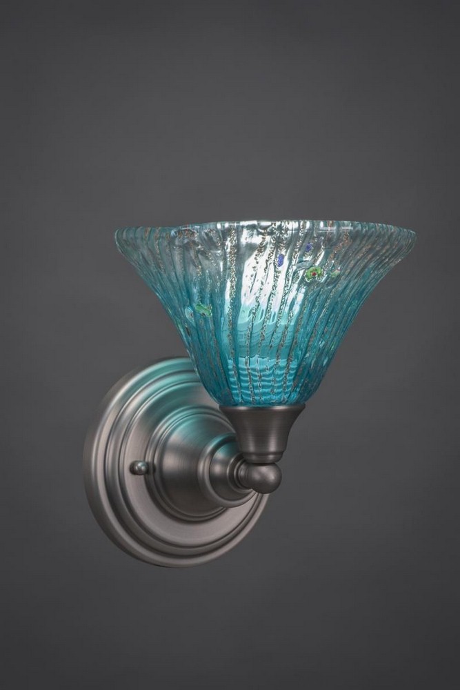 Toltec Lighting-40-BN-458-Any - 1 Light Wall Sconce-8.75 Inches Tall and 8 Inches Wide Brushed Nickel Teal Crystal Any - 1 Light Wall Sconce-8.75 Inches Tall and 8 Inches Wide