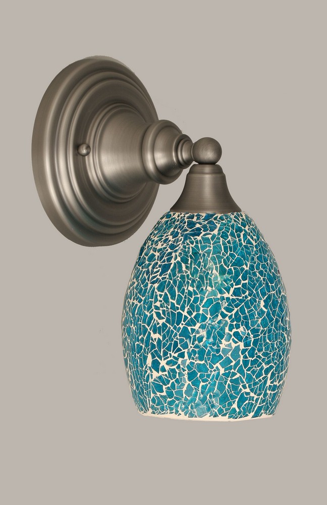 Toltec Lighting-40-BN-5055-Any - 1 Light Wall Sconce-10.75 Inches Tall and 5 Inches Wide Brushed Nickel Turquoise Fusion Any - 1 Light Wall Sconce-10.75 Inches Tall and 5 Inches Wide