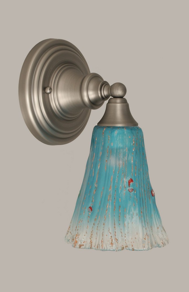 Toltec Lighting-40-BN-725-Any - 1 Light Wall Sconce-11 Inches Tall and 5.5 Inches Wide Brushed Nickel Teal Crystal Any - 1 Light Wall Sconce-11 Inches Tall and 5.5 Inches Wide