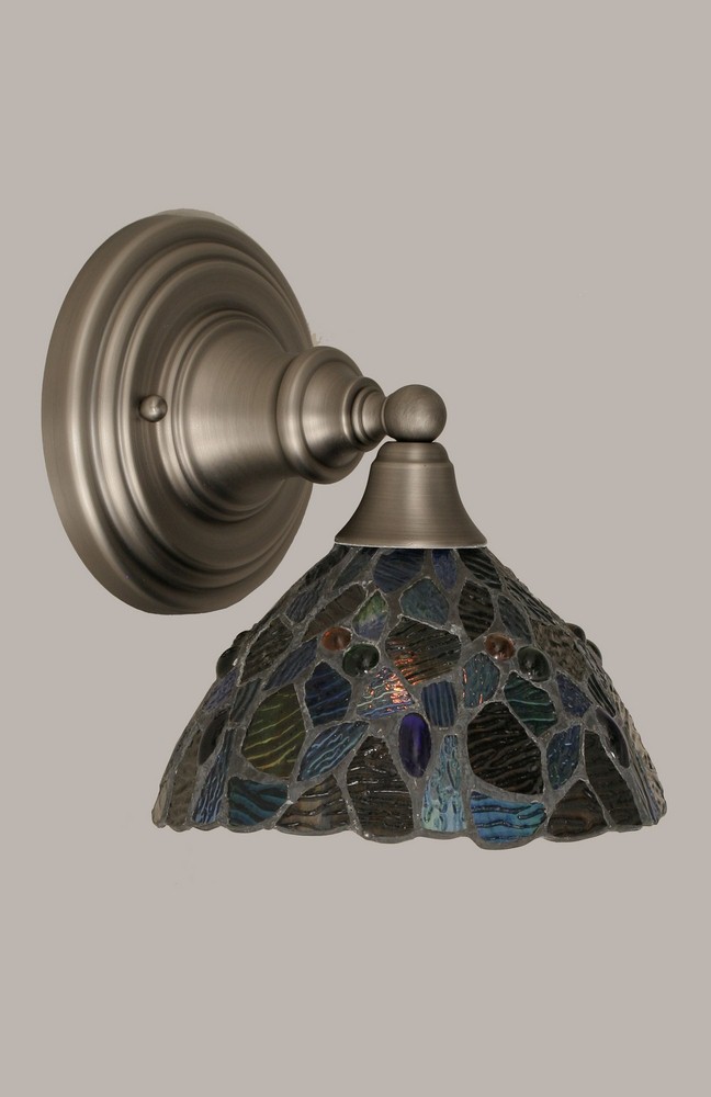 Toltec Lighting-40-BN-9955-Any - 1 Light Wall Sconce-8.5 Inches Tall and 7 Inches Wide Brushed Nickel Blue Mosaic Mini Art Any - 1 Light Wall Sconce-8.5 Inches Tall and 7 Inches Wide