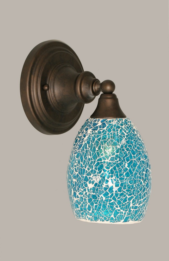 Toltec Lighting-40-BRZ-5055-Any - 1 Light Wall Sconce-10.75 Inches Tall and 5 Inches Wide Bronze Turquoise Fusion Any - 1 Light Wall Sconce-10.75 Inches Tall and 5 Inches Wide