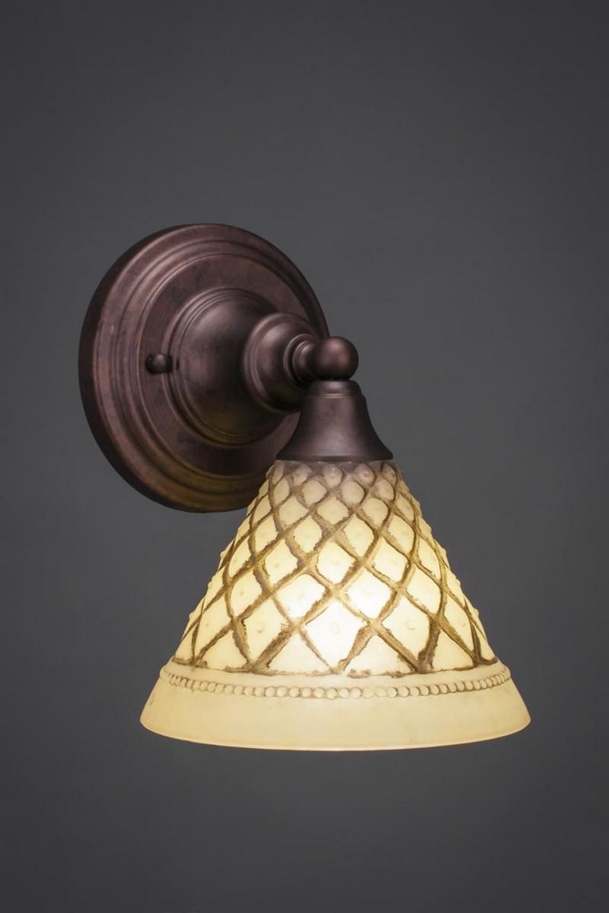 Toltec Lighting-40-BRZ-7185-Any - 1 Light Wall Sconce-9.25 Inches Tall and 8 Inches Wide Bronze Chocolate Icing Bronze Finish with Italian Ice Glass