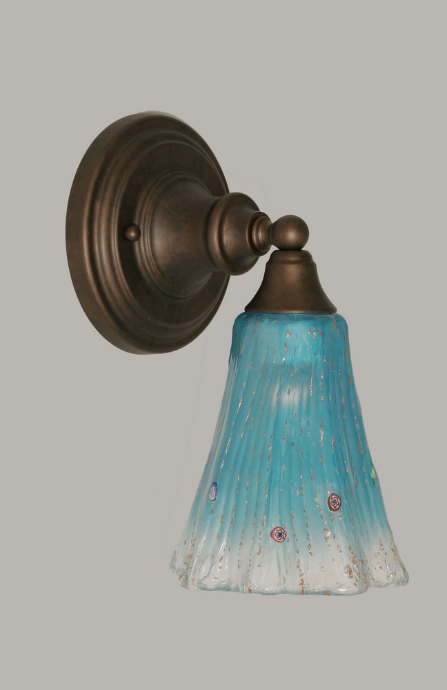 Toltec Lighting-40-BRZ-725-Any - 1 Light Wall Sconce-11 Inches Tall and 5.5 Inches Wide Bronze Teal Crystal Any - 1 Light Wall Sconce-11 Inches Tall and 5.5 Inches Wide