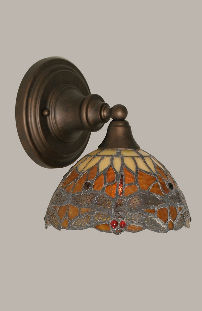 Toltec Lighting-40-BRZ-9465-Any - 1 Light Wall Sconce-8.5 Inches Tall and 7 Inches Wide Bronze Amber Dragonfly Any - 1 Light Wall Sconce-8.5 Inches Tall and 7 Inches Wide