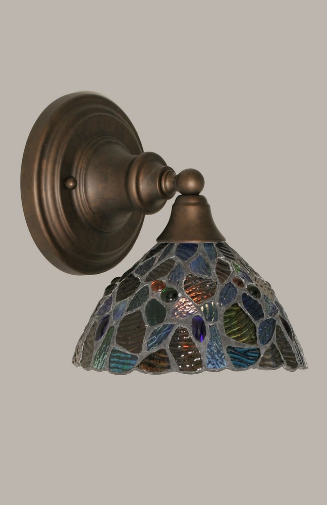 Toltec Lighting-40-BRZ-9955-Any - 1 Light Wall Sconce-8.5 Inches Tall and 7 Inches Wide Bronze Blue Mosaic Mini Art Any - 1 Light Wall Sconce-8.5 Inches Tall and 7 Inches Wide