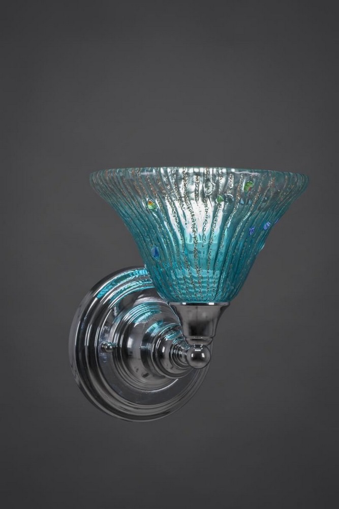 Toltec Lighting-40-CH-458-Any - 1 Light Wall Sconce-8.75 Inches Tall and 8 Inches Wide Chrome Teal Crystal Any - 1 Light Wall Sconce-8.75 Inches Tall and 8 Inches Wide