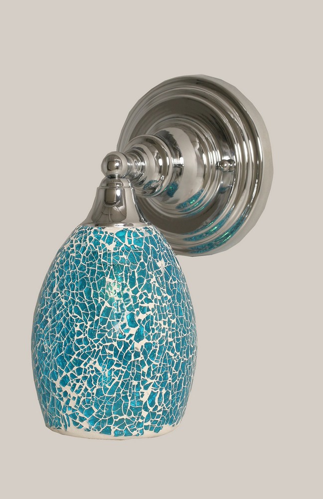 Toltec Lighting-40-CH-5055-Any - 1 Light Wall Sconce-10.75 Inches Tall and 5 Inches Wide Chrome Turquoise Fusion Any - 1 Light Wall Sconce-10.75 Inches Tall and 5 Inches Wide