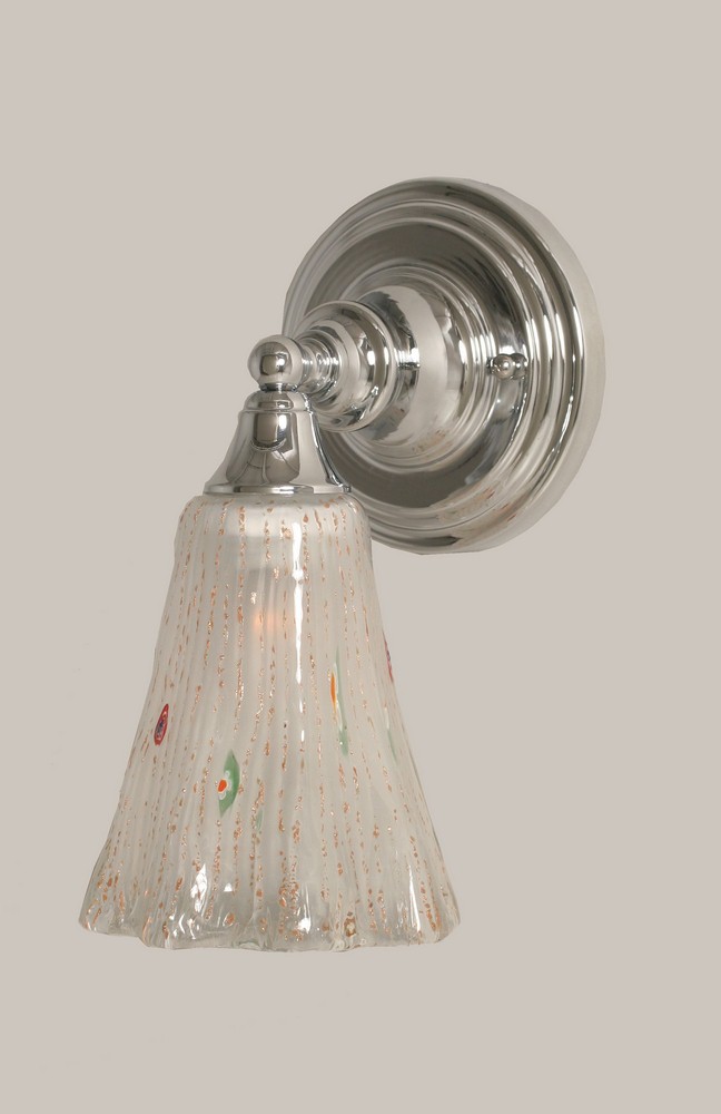 Toltec Lighting-40-CH-721-Any - 1 Light Wall Sconce-11 Inches Tall and 5.5 Inches Wide Chrome Fluted Frosted Crystal Any - 1 Light Wall Sconce-11 Inches Tall and 5.5 Inches Wide