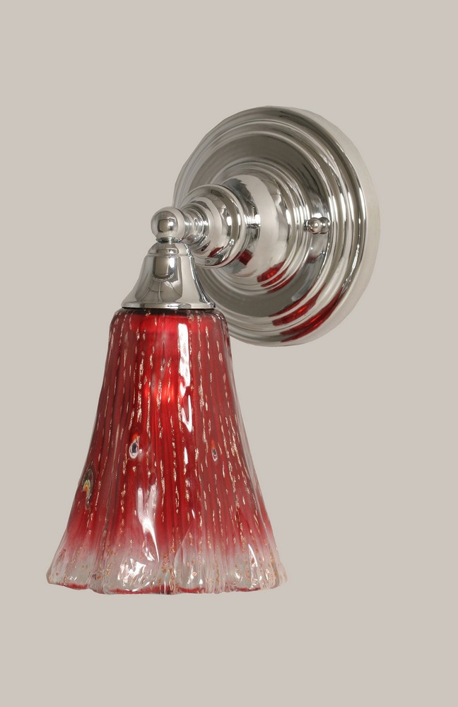 Toltec Lighting-40-CH-726-Any - 1 Light Wall Sconce-11 Inches Tall and 5.5 Inches Wide Chrome Raspberry Crystal Any - 1 Light Wall Sconce-11 Inches Tall and 5.5 Inches Wide