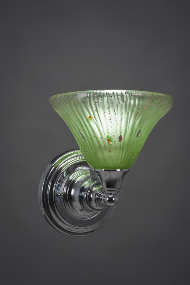 Toltec Lighting-40-CH-753-Any - 1 Light Wall Sconce-8.75 Inches Tall and 8 Inches Wide Chrome Kiwi Green Crystal Any - 1 Light Wall Sconce-8.75 Inches Tall and 8 Inches Wide