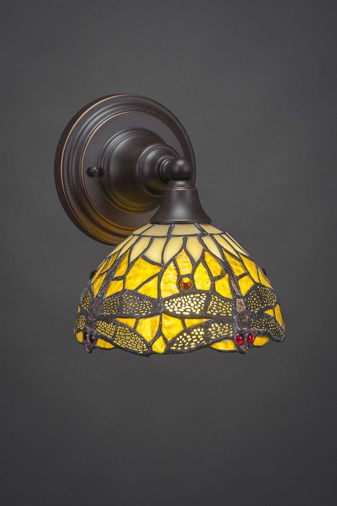 Toltec Lighting-40-DG-9465-Any - 1 Light Wall Sconce-8.5 Inches Tall and 7 Inches Wide Dark Granite Amber Dragonfly Any - 1 Light Wall Sconce-8.5 Inches Tall and 7 Inches Wide