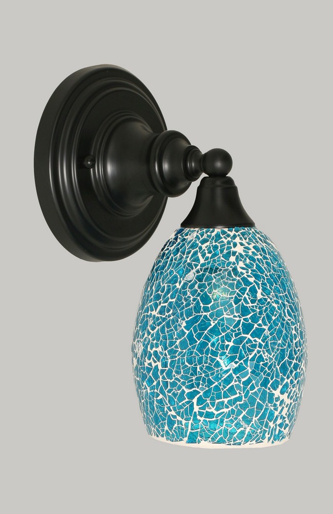 Toltec Lighting-40-MB-5055-Any - 1 Light Wall Sconce-10.75 Inches Tall and 5 Inches Wide Matte Black Turquoise Fusion Any - 1 Light Wall Sconce-10.75 Inches Tall and 5 Inches Wide