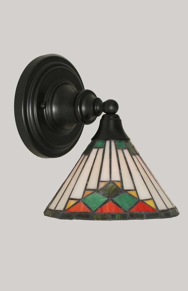 Toltec Lighting-40-MB-9375-Any - 1 Light Wall Sconce-8.75 Inches Tall and 7 Inches Wide Matte Black Green Sunray Mini Art Any - 1 Light Wall Sconce-8.75 Inches Tall and 7 Inches Wide