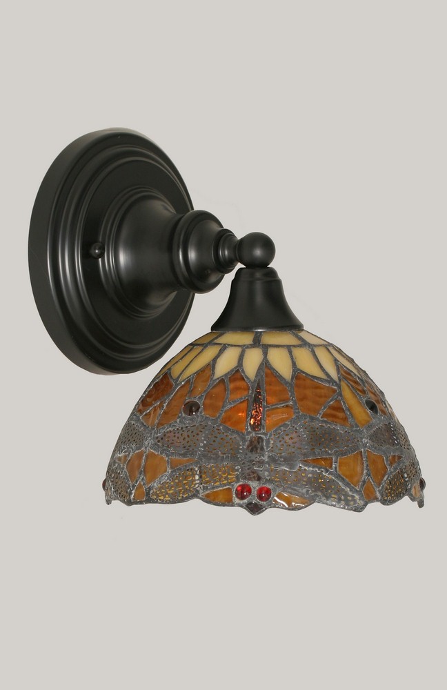 Toltec Lighting-40-MB-9465-Any - 1 Light Wall Sconce-8.5 Inches Tall and 7 Inches Wide Matte Black Amber Dragonfly Any - 1 Light Wall Sconce-8.5 Inches Tall and 7 Inches Wide