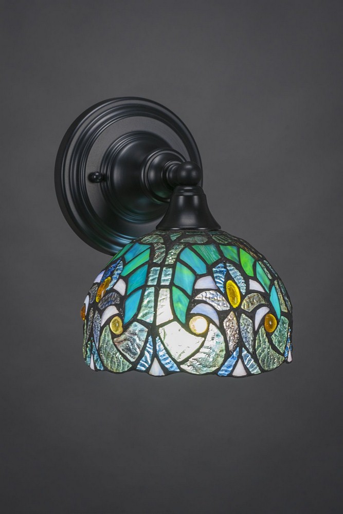 Toltec Lighting-40-MB-9925-Any - 1 Light Wall Sconce-9.5 Inches Tall and 7 Inches Wide Matte Black Turquoise Cypress Art Any - 1 Light Wall Sconce-9.5 Inches Tall and 7 Inches Wide