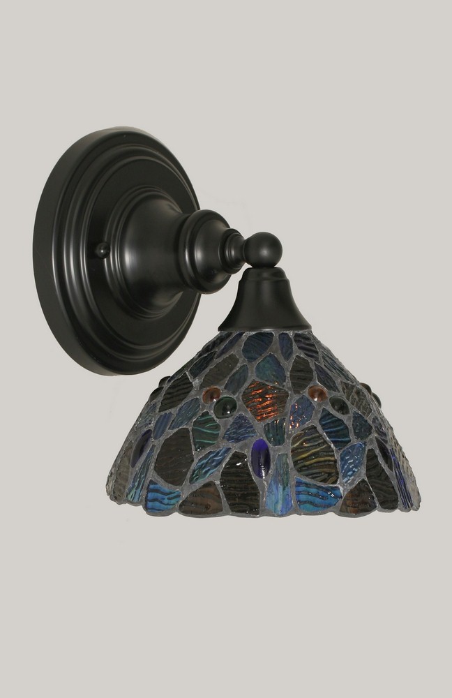 Toltec Lighting-40-MB-9955-Any - 1 Light Wall Sconce-8.5 Inches Tall and 7 Inches Wide Matte Black Blue Mosaic Mini Art Any - 1 Light Wall Sconce-8.5 Inches Tall and 7 Inches Wide