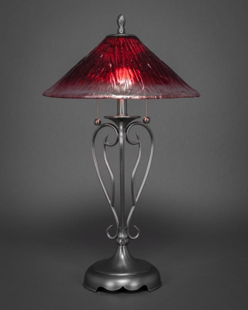 Toltec Lighting-42-BN-716-Olde Iron - 2 Light Table Lamp-27 Inches Tall and 16 Inches Wide Brushed Nickel Raspberry Crystal Olde Iron - 2 Light Table Lamp-27 Inches Tall and 16 Inches Wide