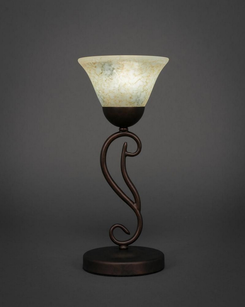 Toltec Lighting-44-BRZ-508-Olde Iron - 1 Light Mini Table Lamp-15.25 Inches Tall and 6.75 Inches Wide Bronze Italian Marble Bronze Finish with Italian Marble Glass