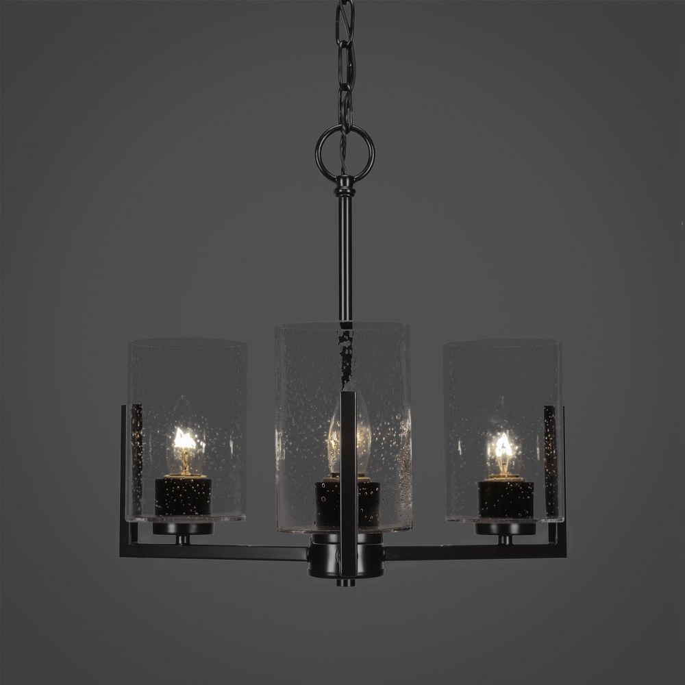 Toltec Lighting-4503-MB-300-Atlas - 3 Light Chandelier-14.5 Inches Tall and 13 Inches Wide Matte Black  Graphite Finish with White Muslin Glass