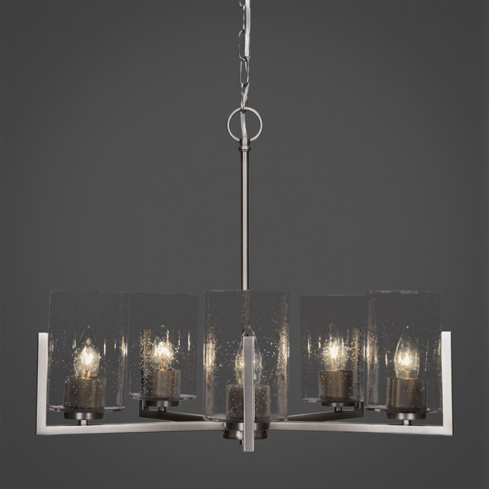 Toltec Lighting-4505-GP-300-Atlas - 5 Light Chandelier-17.5 Inches Tall and 20 Inches Wide Graphite Clear Bubble Graphite Finish with Clear Bubble Glass