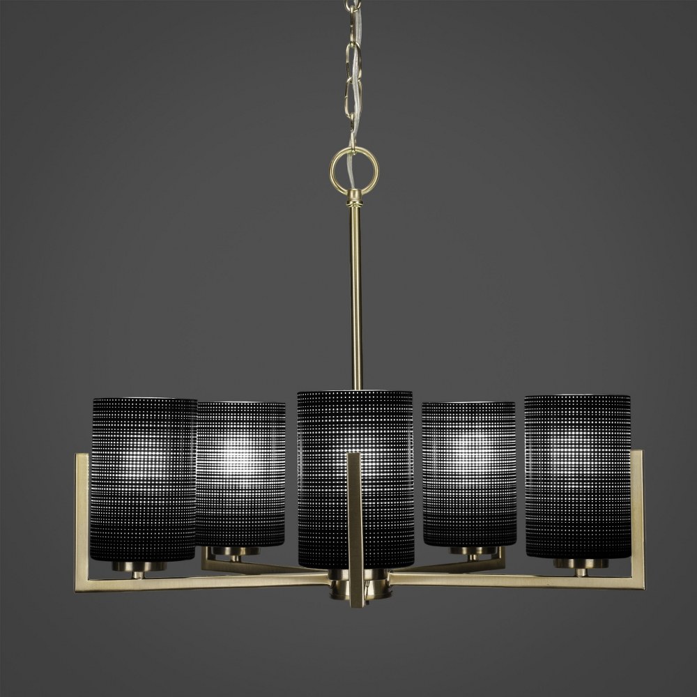 Toltec Lighting-4505-NAB-4069-Atlas - 5 Light Chandelier-17.5 Inches Tall and 20 Inches Wide New Aged Brass Black Matrix Graphite Finish with Clear Bubble Glass