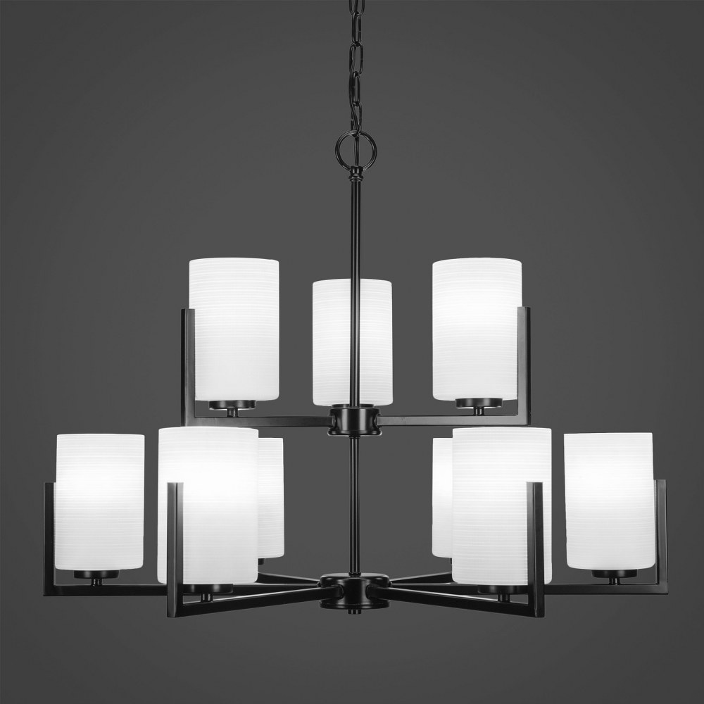 Toltec Lighting-4509-MB-4061-Atlas - 9 Light Chandelier-21.75 Inches Tall and 28 Inches Wide Matte Black White Matrix Graphite Finish with Clear Bubble Glass