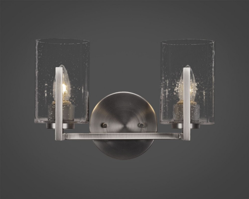 Toltec Lighting-4512-GP-300-Atlas - 2 Light Bath Bar-8.75 Inches Tall and 12.75 Inches Wide Graphite Clear Bubble Graphite Finish with Clear Bubble Glass