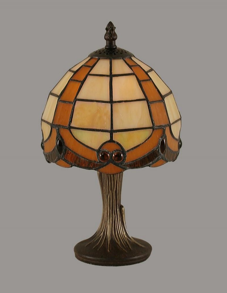 Toltec Lighting-55-DG-9897-Any - 1 Light Mini Table Lamp-12 Inches Tall and 7.25 Inches Wide   Dark Granite Finish with Butterscotch Tiffany Glass