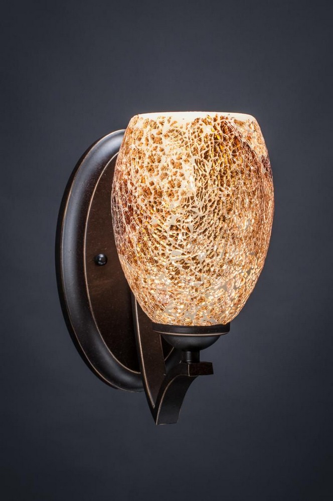 Toltec Lighting-551-DG-4175-Zilo - 1 Light Wall Sconce-9.75 Inches Tall and 5 Inches Wide Dark Granite Gold Fusion Matte Black Finish with Turquoise Fusion Glass