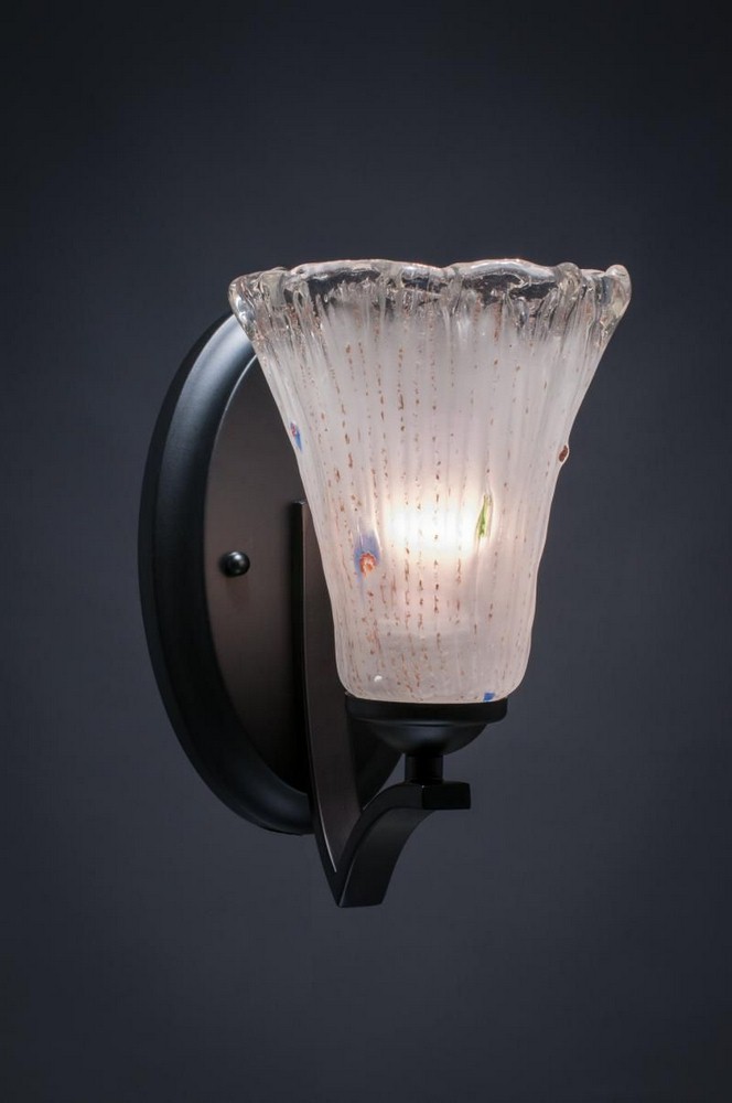 Toltec Lighting-551-MB-721-Zilo - 1 Light Wall Sconce-9.75 Inches Tall and 5.5 Inches Wide Matte Black Frosted Crystal Matte Black Finish with Frosted Crystal Glass