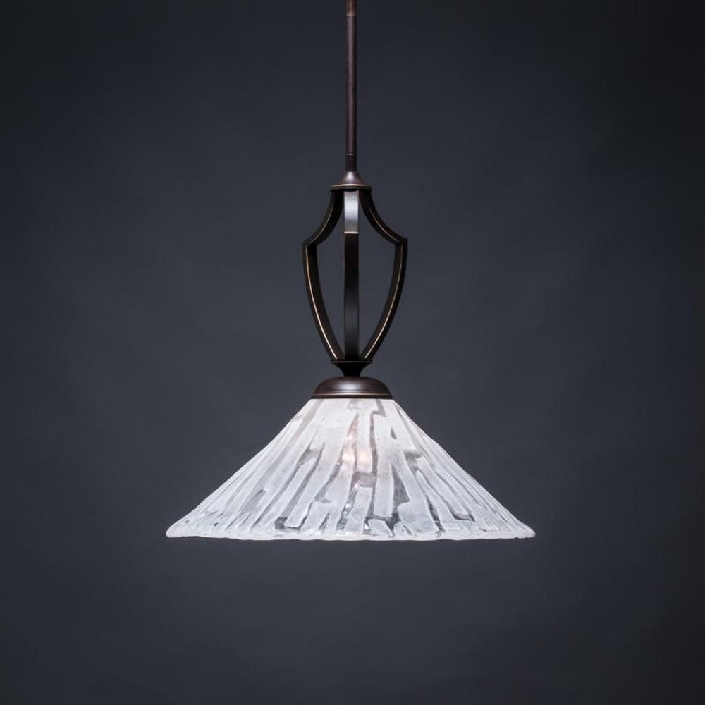 Toltec Lighting-562-DG-719-Zilo - 1 Light Pendant-16.5 Inches Tall and 16 Inches Wide Dark Granite Italian Ice Matte Black Finish with Frosted Crystal Glass