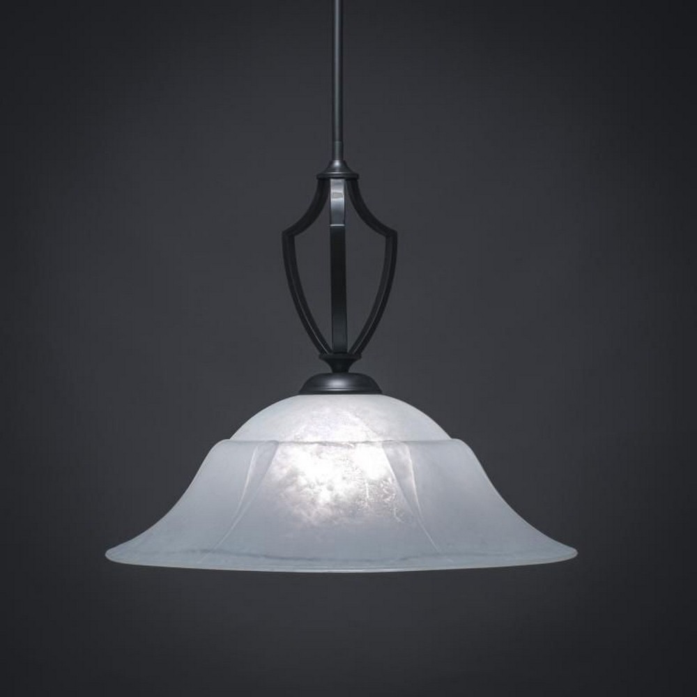 Toltec Lighting-562-MB-53815-Zilo - 1 Light Pendant-17.5 Inches Tall and 20 Inches Wide Matte Black White Marble Zilo - 1 Light Pendant-17.5 Inches Tall and 20 Inches Wide