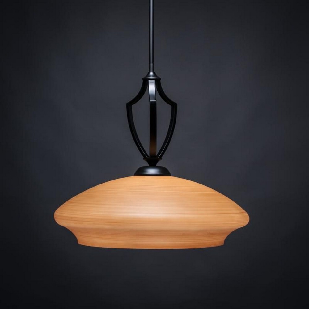 Toltec Lighting-562-MB-686-Zilo - 1 Light Pendant-16.75 Inches Tall and 18 Inches Wide Matte Black Zilo Cayenne Linen Zilo - 1 Light Pendant-16.75 Inches Tall and 18 Inches Wide