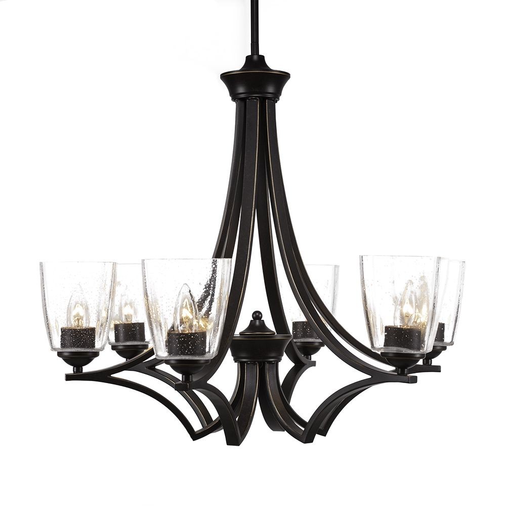 Toltec Lighting-566-DG-461-Zilo - 6 Light Chandelier-22.5 Inches Tall and 25.5 Inches Wide Dark Granite Clear Bubble Zilo - 6 Light Chandelier-22.5 Inches Tall and 25.5 Inches Wide