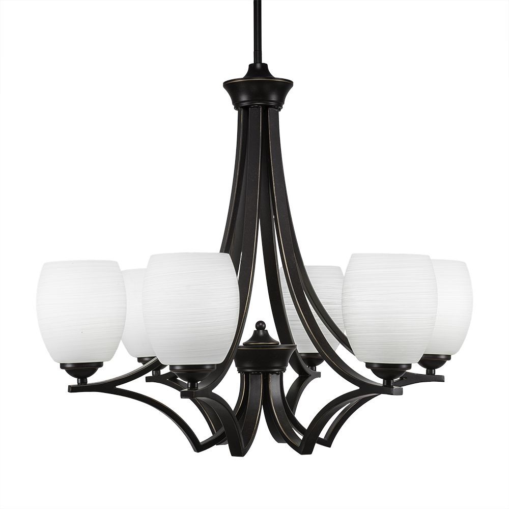 Toltec Lighting-566-DG-615-Zilo - 6 Light Chandelier-22.5 Inches Tall and 25.75 Inches Wide Dark Granite White Linen Zilo - 6 Light Chandelier-22.5 Inches Tall and 25.75 Inches Wide