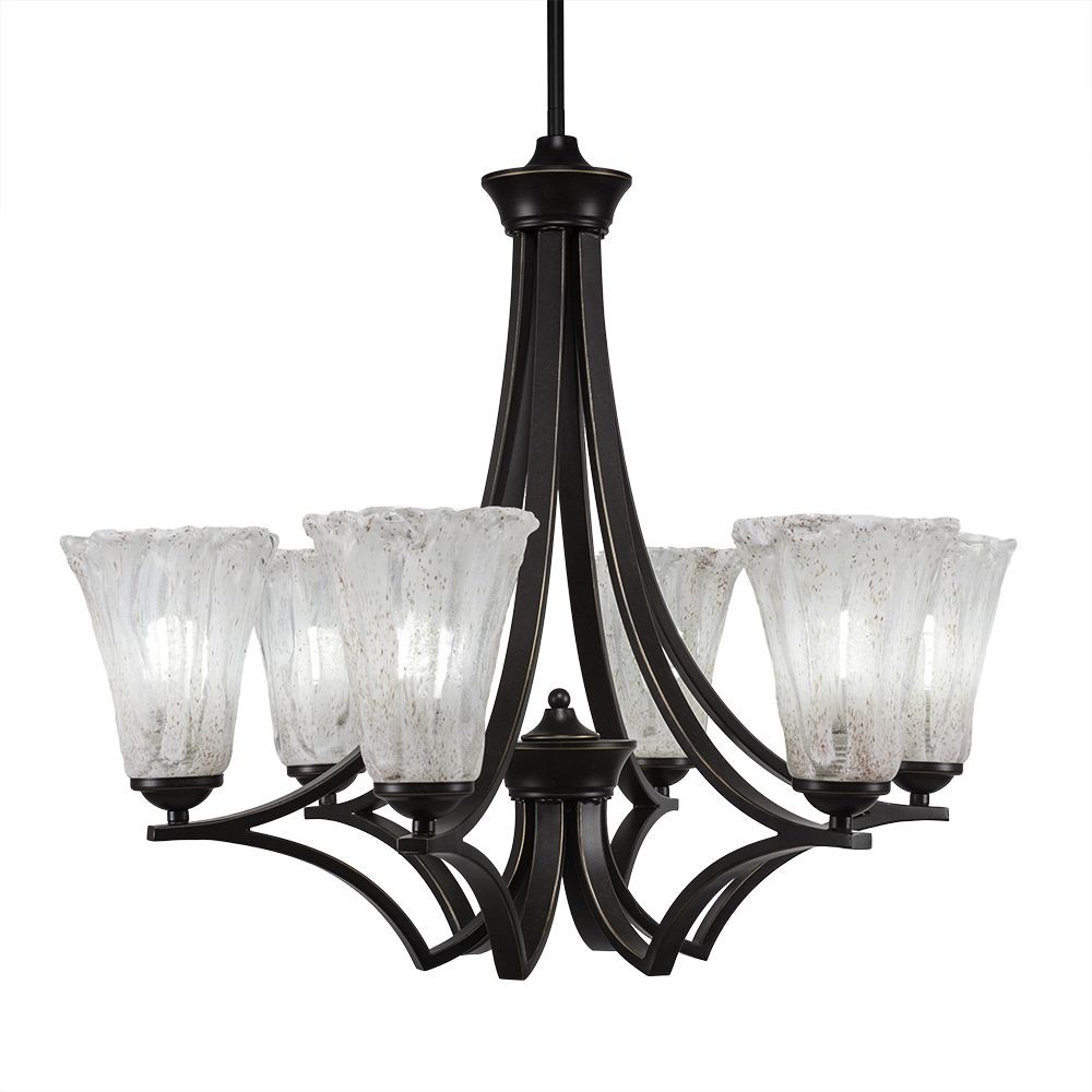 Toltec Lighting-566-DG-729-Zilo - 6 Light Chandelier-22.5 Inches Tall and 26.5 Inches Wide Dark Granite Fluted Italian Ice Crystal Zilo - 6 Light Chandelier-22.5 Inches Tall and 26.5 Inches Wide