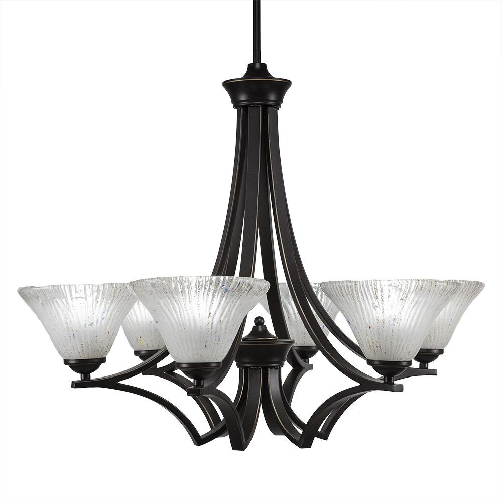 Toltec Lighting-566-DG-751-Zilo - 6 Light Chandelier-22.5 Inches Tall and 28 Inches Wide Dark Granite Frosted Crystal Graphite Finish with Italian Ice Glass