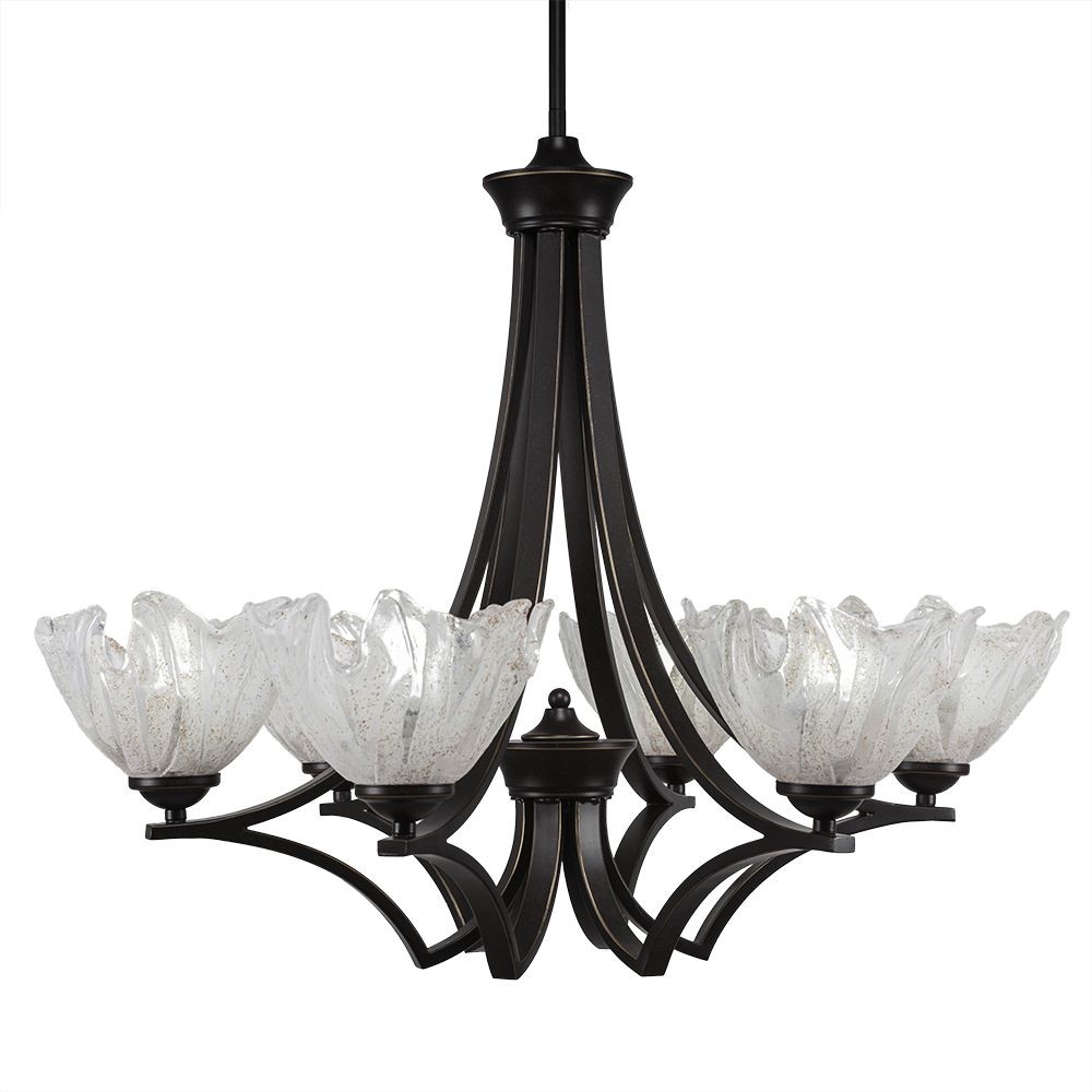 Toltec Lighting-566-DG-759-Zilo - 6 Light Chandelier-22.5 Inches Tall and 28 Inches Wide   Zilo - 6 Light Chandelier-22.5 Inches Tall and 28 Inches Wide