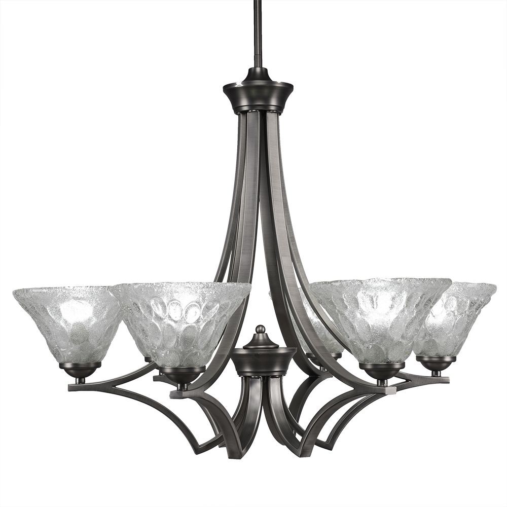 Toltec Lighting-566-GP-451-Zilo - 6 Light Chandelier-22.5 Inches Tall and 28.25 Inches Wide Graphite Italian Bubble Zilo - 6 Light Chandelier-22.5 Inches Tall and 28.25 Inches Wide