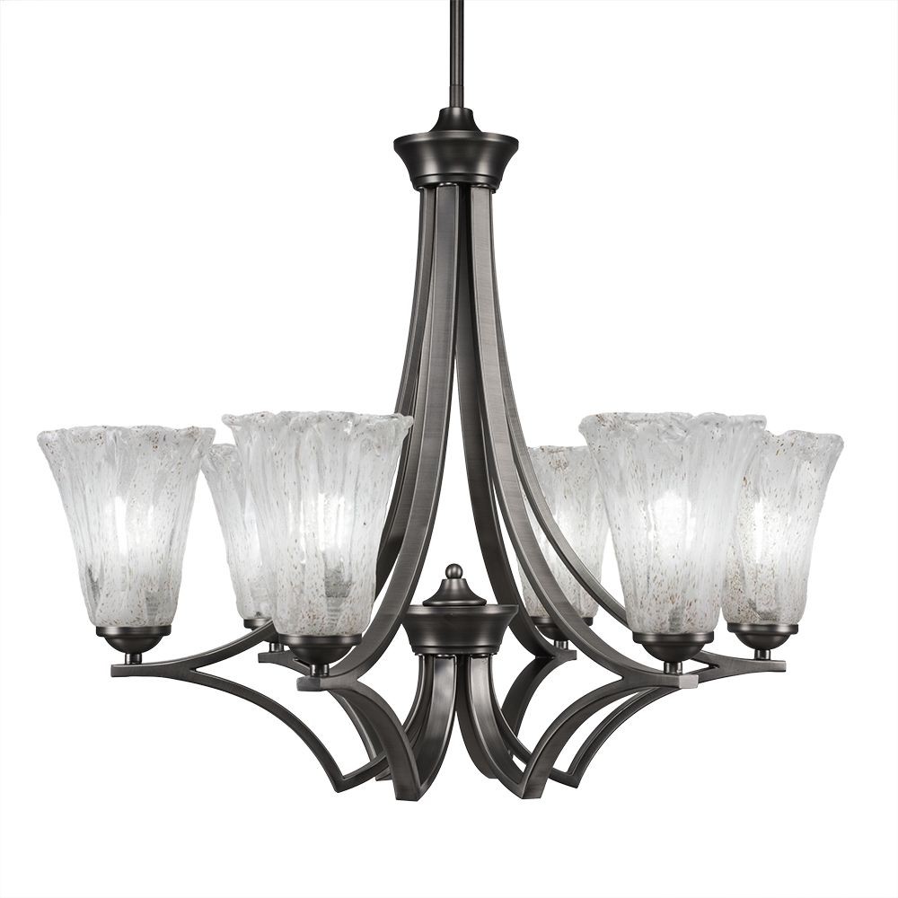 Toltec Lighting-566-GP-729-Zilo - 6 Light Chandelier-22.5 Inches Tall and 26.5 Inches Wide Graphite Fluted Italian Ice Crystal Zilo - 6 Light Chandelier-22.5 Inches Tall and 26.5 Inches Wide