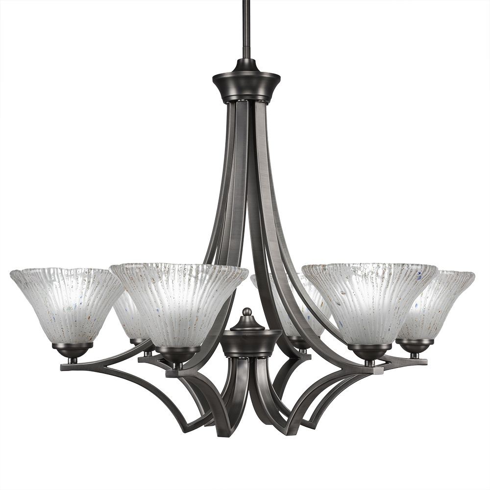 Toltec Lighting-566-GP-751-Zilo - 6 Light Chandelier-22.5 Inches Tall and 28 Inches Wide Graphite Frosted Crystal Graphite Finish with Italian Ice Glass