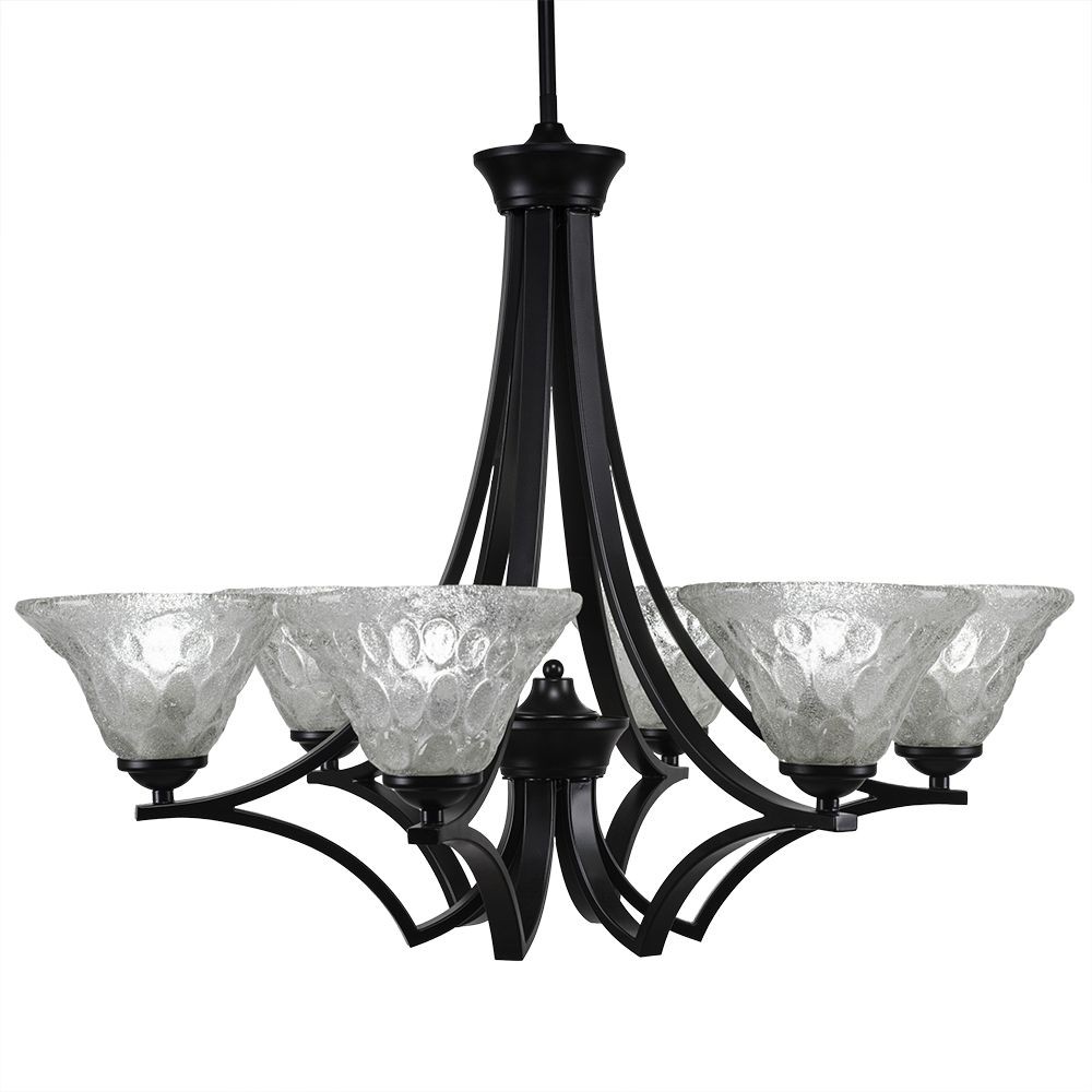 Toltec Lighting-566-MB-451-Zilo - 6 Light Chandelier-22.5 Inches Tall and 28.25 Inches Wide Matte Black Italian Bubble Zilo - 6 Light Chandelier-22.5 Inches Tall and 28.25 Inches Wide