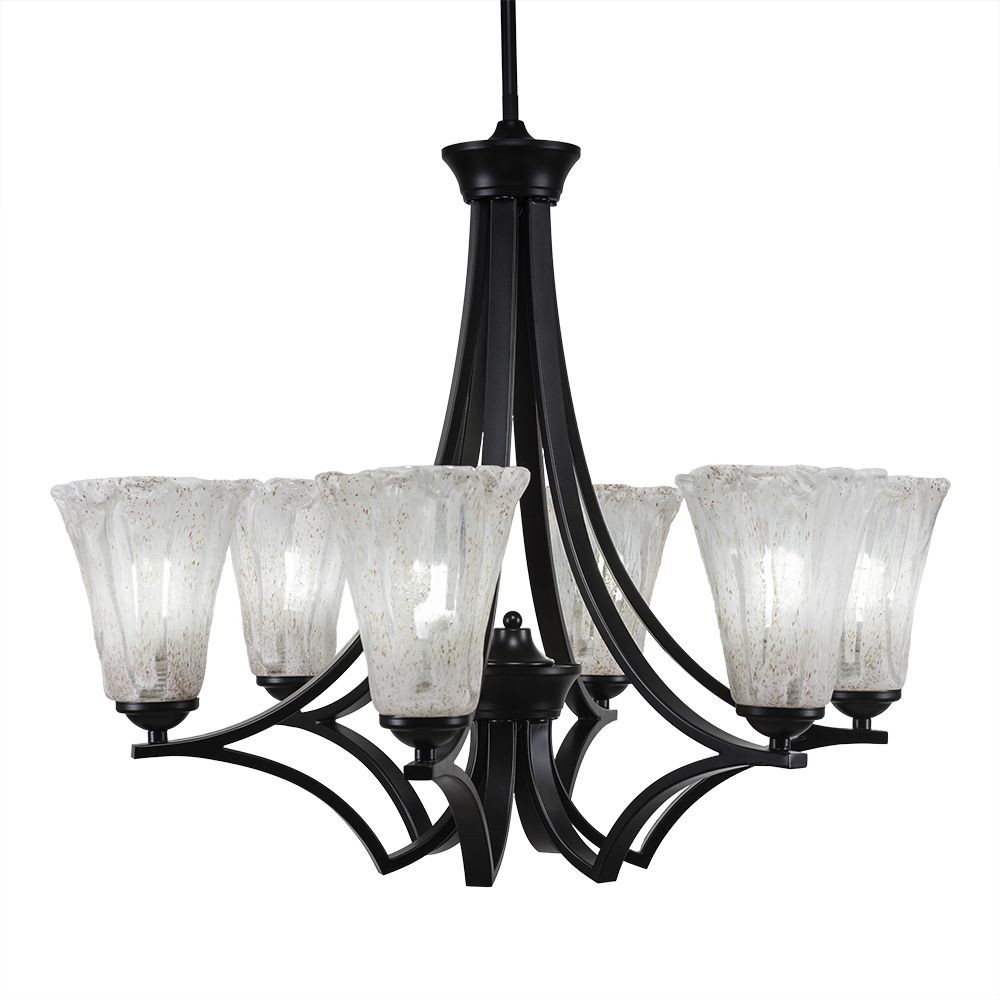 Toltec Lighting-566-MB-729-Zilo - 6 Light Chandelier-22.5 Inches Tall and 26.5 Inches Wide Matte Black Fluted Italian Ice Crystal Zilo - 6 Light Chandelier-22.5 Inches Tall and 26.5 Inches Wide