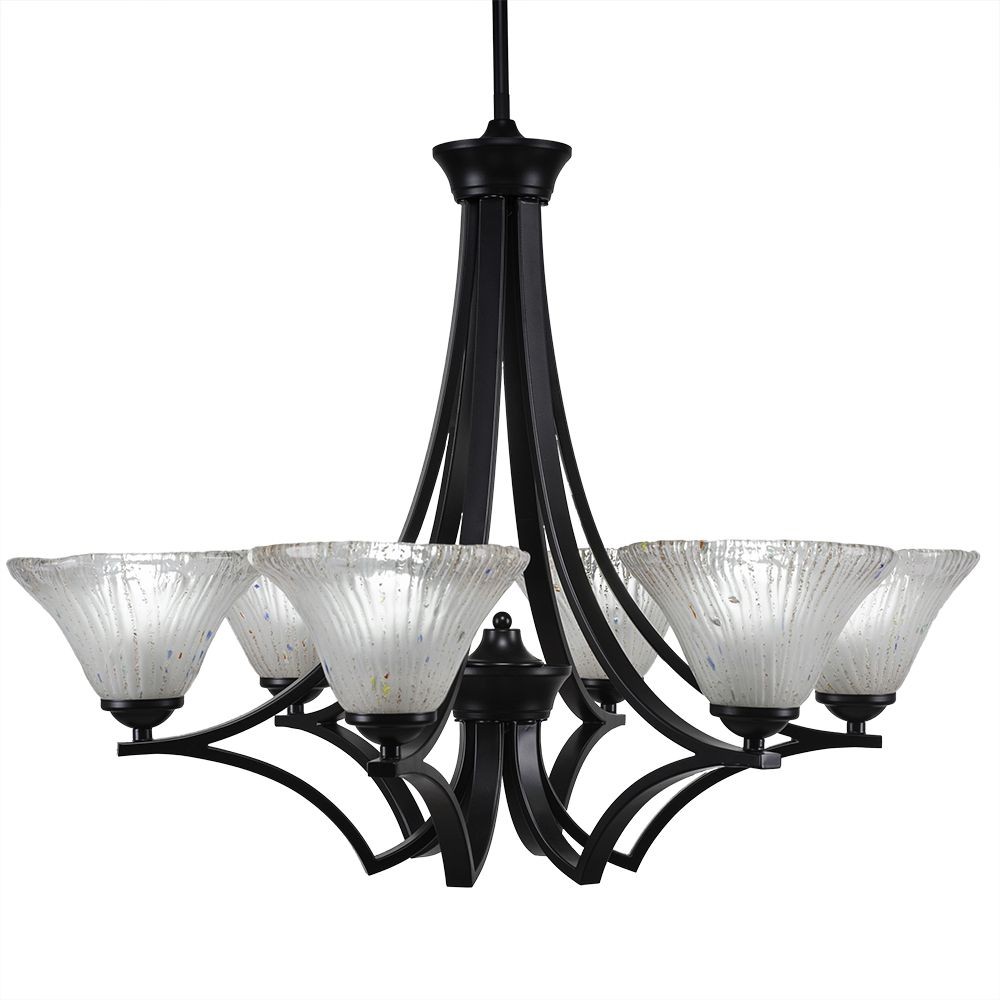 Toltec Lighting-566-MB-751-Zilo - 6 Light Chandelier-22.5 Inches Tall and 28 Inches Wide Matte Black Frosted Crystal Graphite Finish with Italian Ice Glass