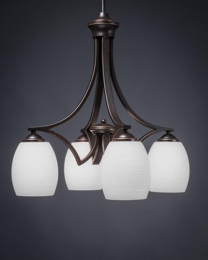 Toltec Lighting-568-DG-615-Zilo - 4 Light Chandelier-21 Inches Tall and 19.25 Inches Wide Dark Granite White Linen Zilo - 4 Light Chandelier-21 Inches Tall and 19.25 Inches Wide