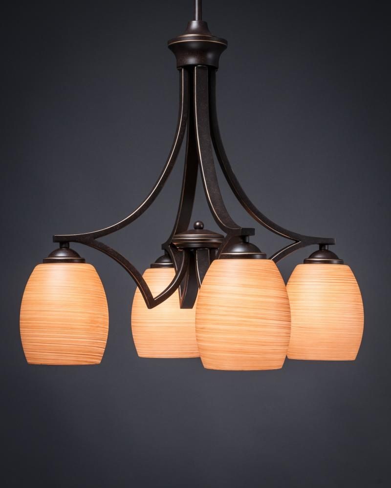 Toltec Lighting-568-DG-625-Zilo - 4 Light Chandelier-21 Inches Tall and 19.25 Inches Wide Dark Granite Cayenne Linen Zilo - 4 Light Chandelier-21 Inches Tall and 19.25 Inches Wide