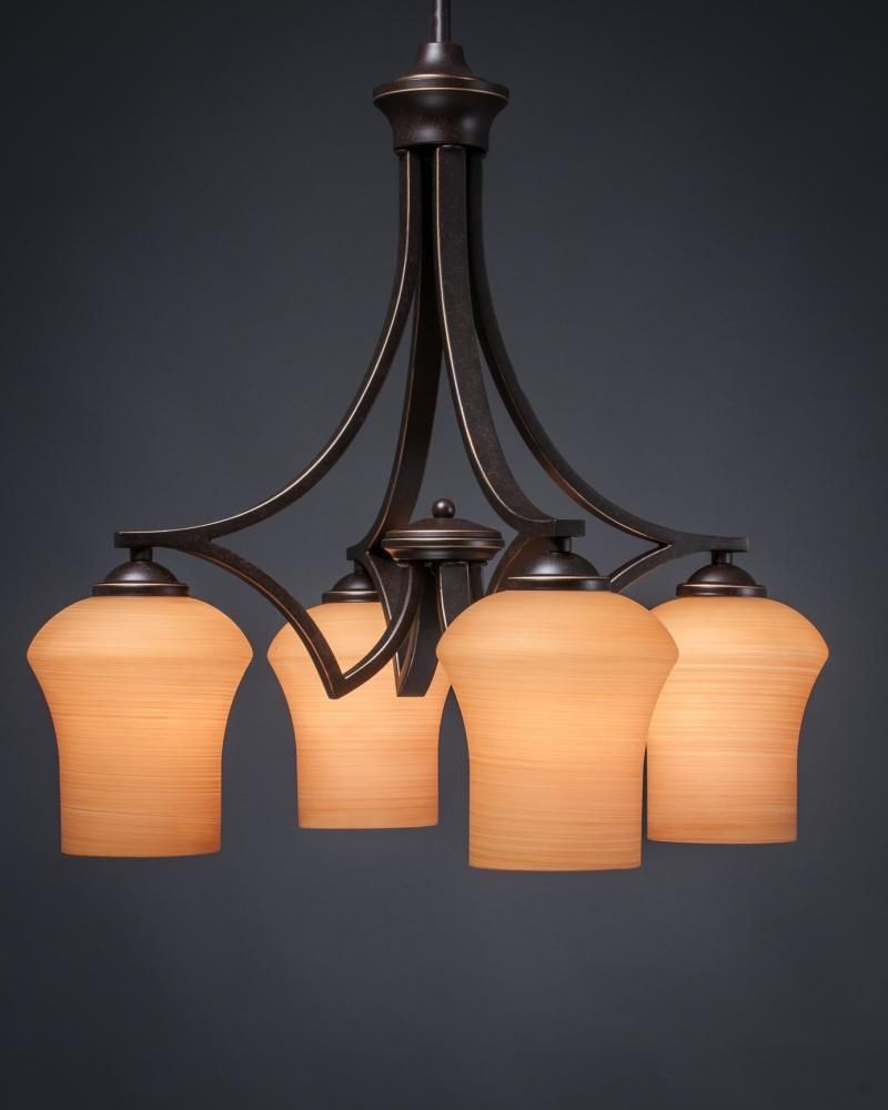 Toltec Lighting-568-DG-680-Zilo - 4 Light Chandelier-21 Inches Tall and 20 Inches Wide Dark Granite Zilo Cayenne Linen Zilo - 4 Light Chandelier-21 Inches Tall and 20 Inches Wide